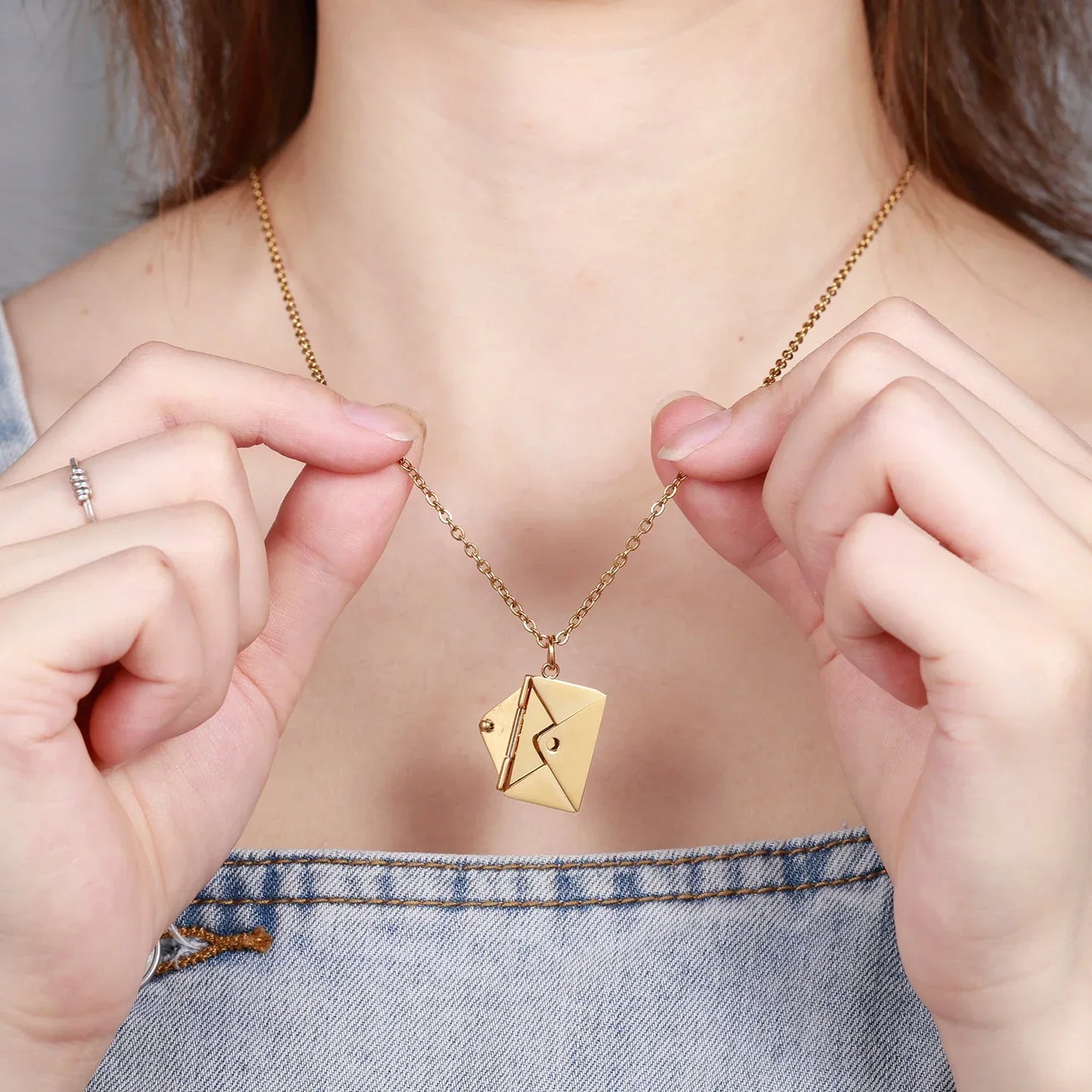 Custom Love Letter Envelope Pendant Necklace