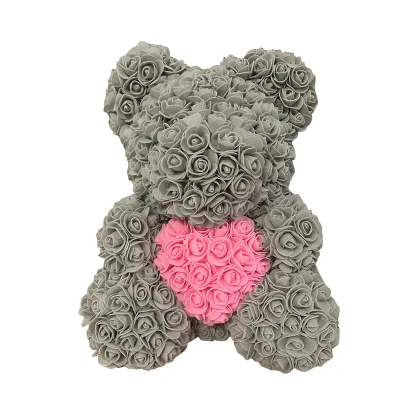 Red Rose Teddy Bear 40cm Artificial Rose Flower Gift