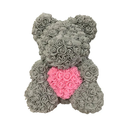 Red Rose Teddy Bear 40cm Artificial Rose Flower Gift