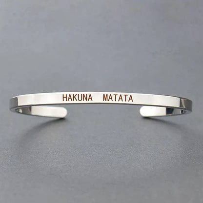 Inspirational Quotes Cuff Bracelet " DON'T WORRY BE HAPPY " Metal Engraved Bracelet