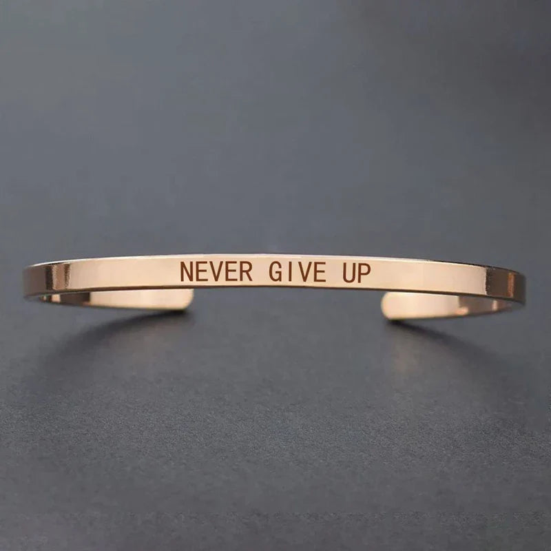 Inspirational Quotes Cuff Bracelet " DON'T WORRY BE HAPPY " Metal Engraved Bracelet