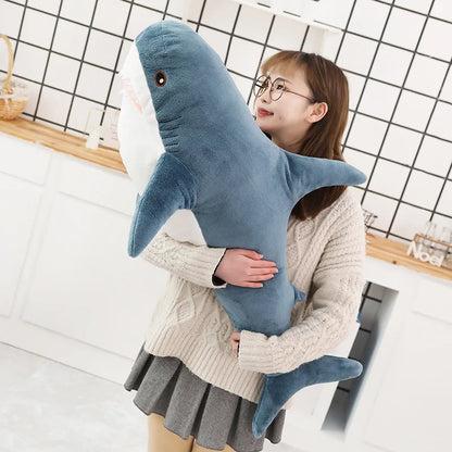 140cm Giant Shark Plush Toy - Soft Stuffed Animal Pillow for Kids