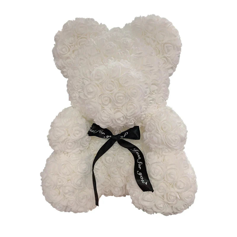 Red Rose Teddy Bear 40cm Artificial Rose Flower Gift