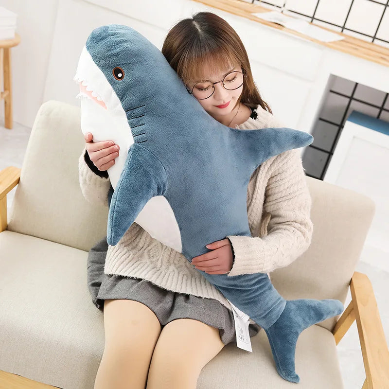 140cm Giant Shark Plush Toy - Soft Stuffed Animal Pillow for Kids