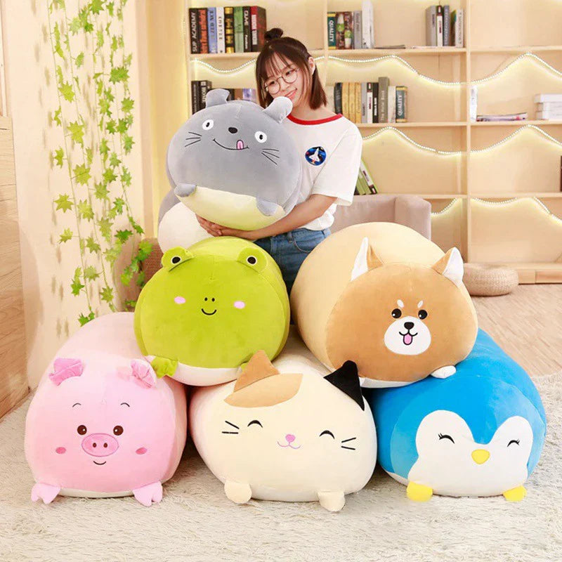 Cute Cartoon Plush Pillows: Adorable Fat Dog, Cat, Totoro & More!