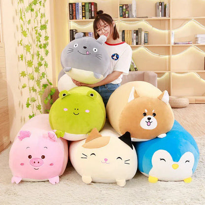 Cute Cartoon Plush Pillows: Adorable Fat Dog, Cat, Totoro & More!
