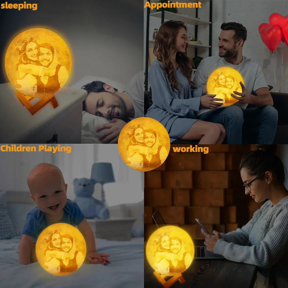 Personalized 3D Moon Photo Night Light