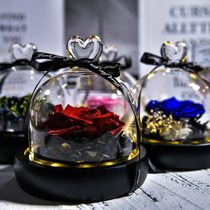 Forever Rose in Glass Dome with LED Light for Valentine and Special Occasions