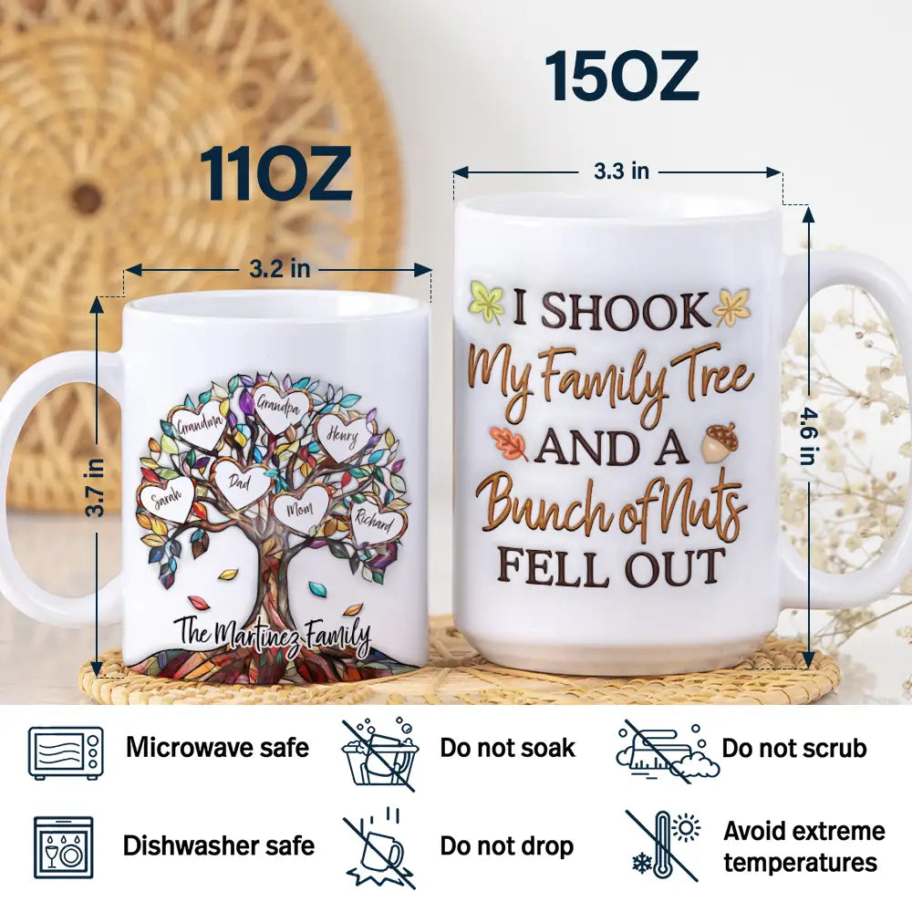 I Shook My Family Tree - 3D Inflated Effect Printed, Personalized White Edge-to-Edge Mug