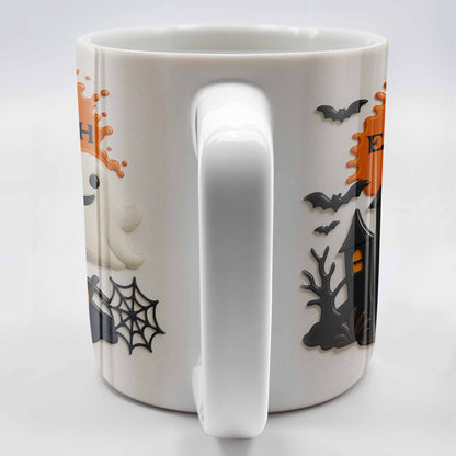 Celebrate Spooky Fun With Our Friendly Ghost And Haunted House - Personalized Custom Coffee Mug - HALW060_MG