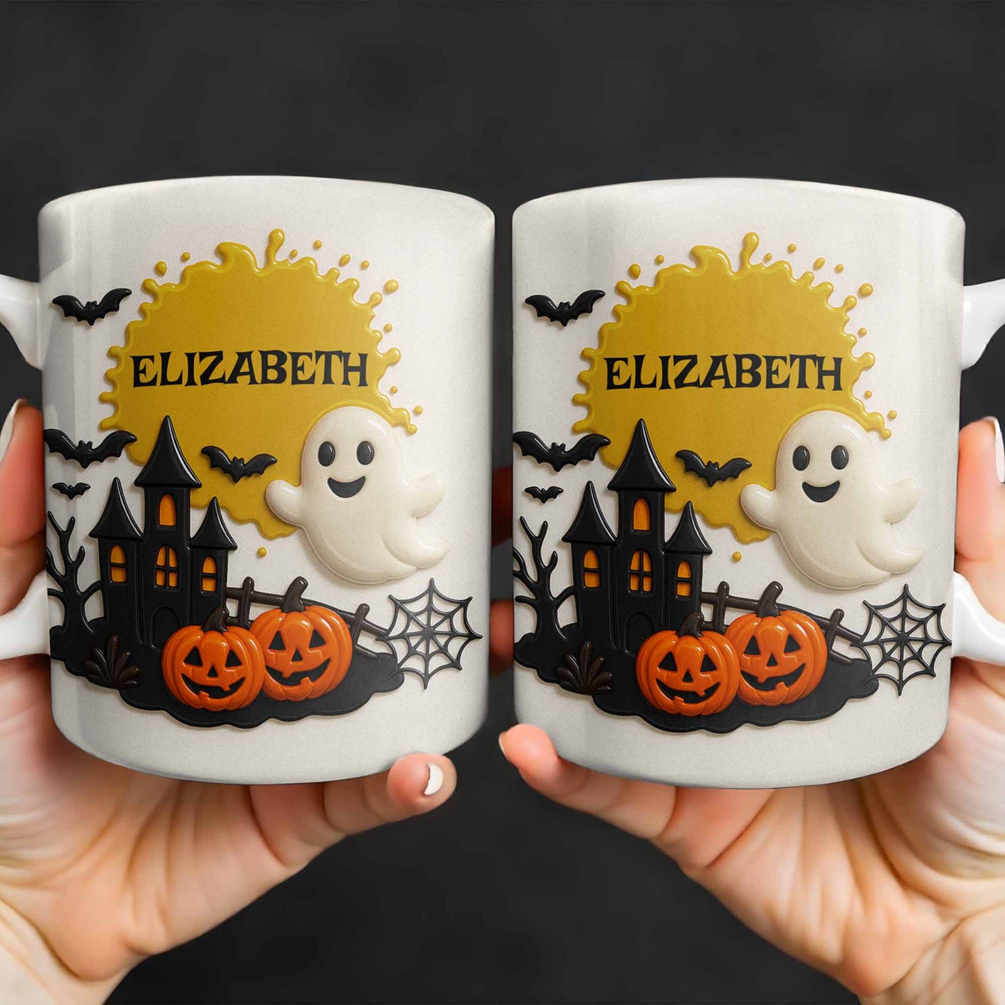 Celebrate Spooky Fun With Our Friendly Ghost And Haunted House - Personalized Custom Coffee Mug - HALW060_MG