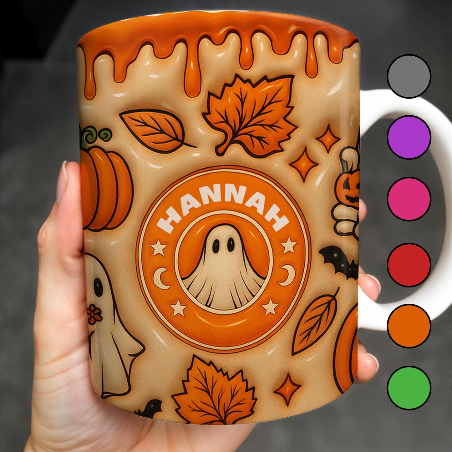 Enchanting Ghost and Pumpkin Themed Coffee Mug - Personalized Custom Coffee Mug - HALW067_MG