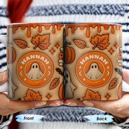 Enchanting Ghost and Pumpkin Themed Coffee Mug - Personalized Custom Coffee Mug - HALW067_MG