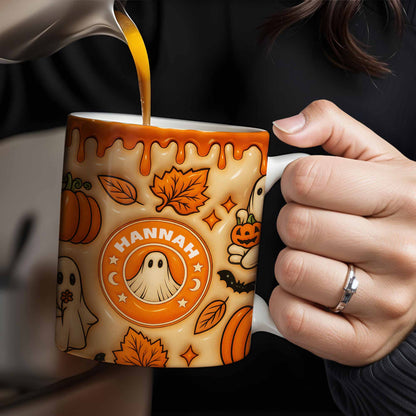 Enchanting Ghost and Pumpkin Themed Coffee Mug - Personalized Custom Coffee Mug - HALW067_MG