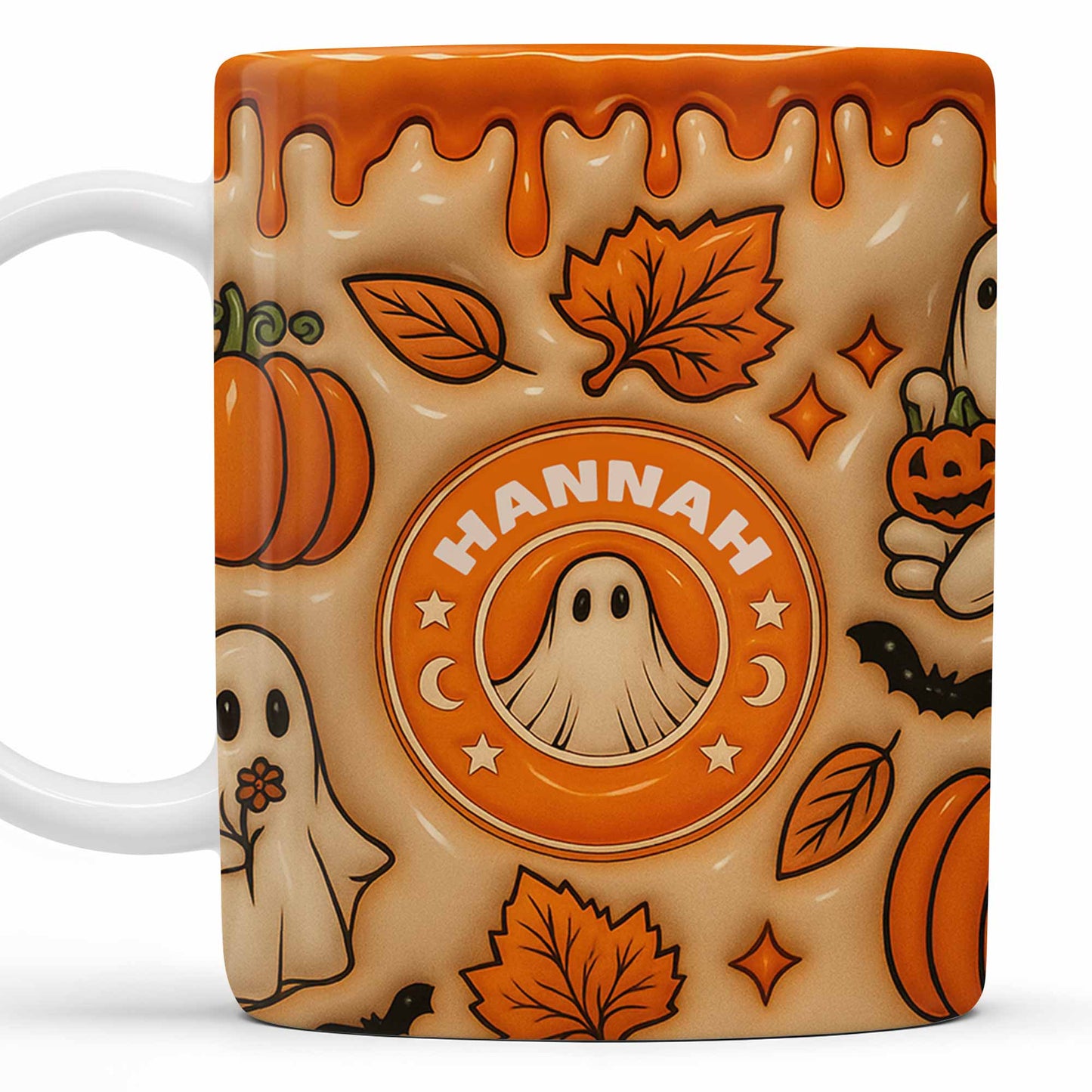 Enchanting Ghost and Pumpkin Themed Coffee Mug - Personalized Custom Coffee Mug - HALW067_MG