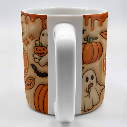 Enchanting Ghost and Pumpkin Themed Coffee Mug - Personalized Custom Coffee Mug - HALW067_MG