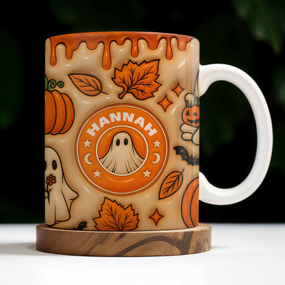 Enchanting Ghost and Pumpkin Themed Coffee Mug - Personalized Custom Coffee Mug - HALW067_MG