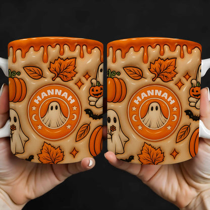 Enchanting Ghost and Pumpkin Themed Coffee Mug - Personalized Custom Coffee Mug - HALW067_MG