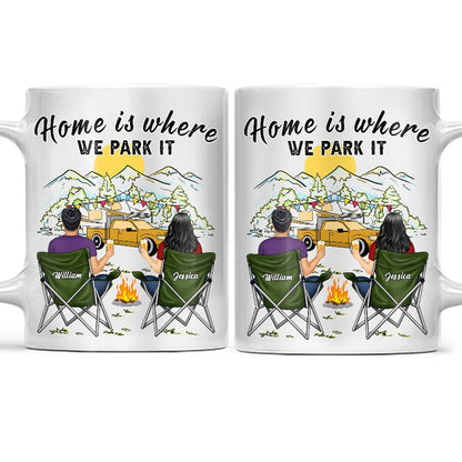 Home Is Where We Park It - Gift For Camping Lovers - Personalized White Edge-to-Edge Mug
