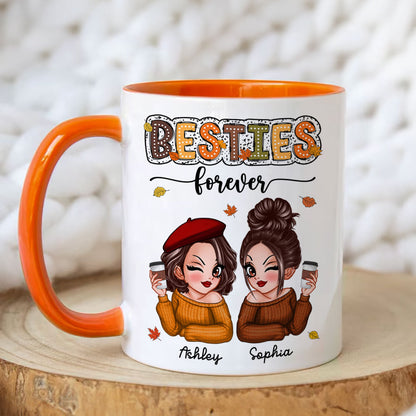 Pretty Besties Sisters Fall Season Pattern Personalized Mug
