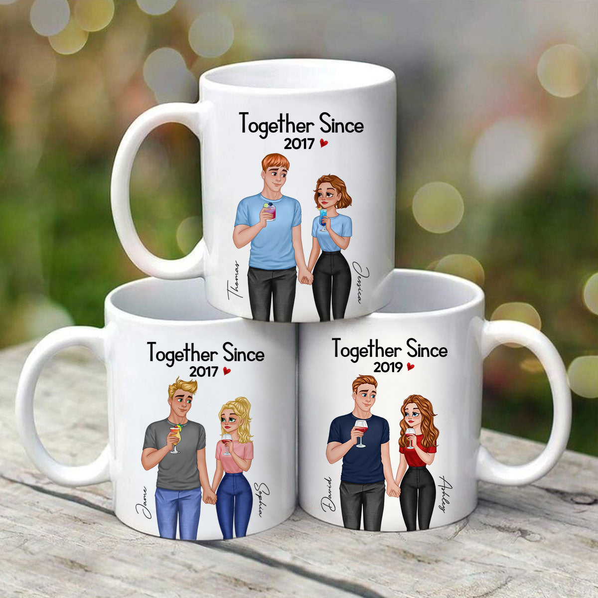 Cartoon Couple Hand In Hand Together Since Personalized Mug
