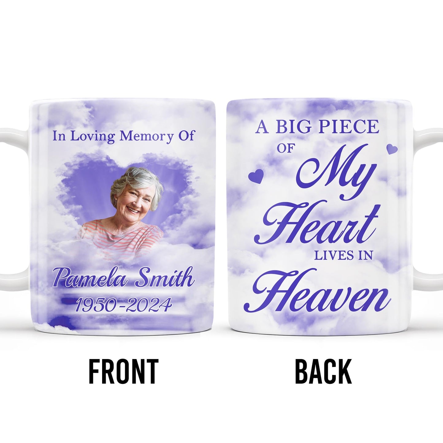 A Big Piece Of My Heart Lives In Heaven With Clouds And Hearts - Personalized Custom Coffee Mug - HME152_MG