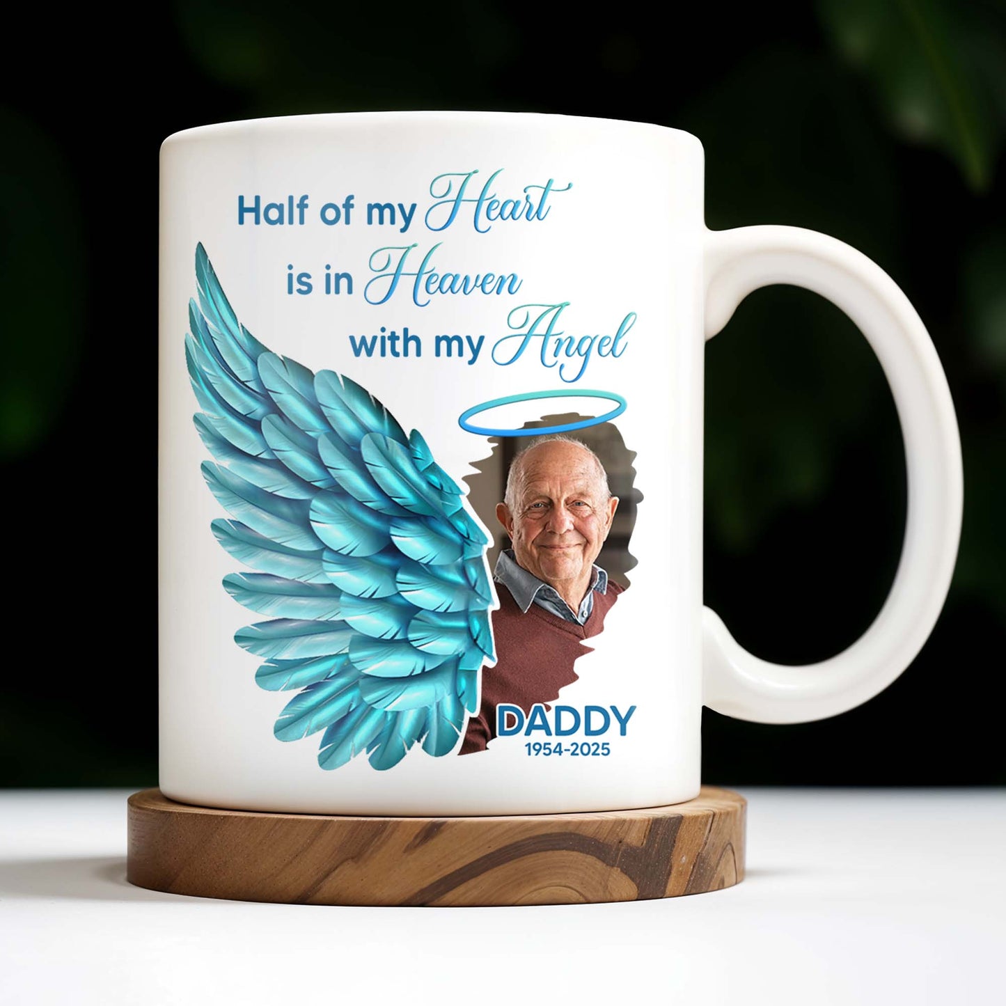 Half Of My Heart In Heaven With My Angel Wings - Personalized Custom Coffee Mug - HME244_MG