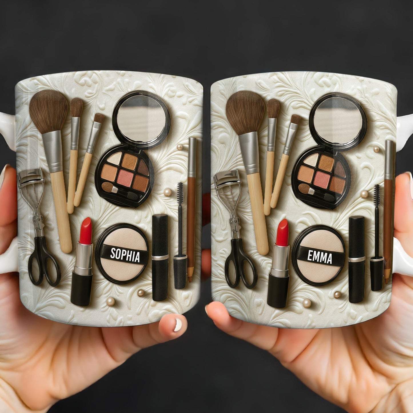 Specially Designed Makeup Lover's Mug With Lipstick And Brushes - Personalized Custom Coffee Mug - HOB006_MG