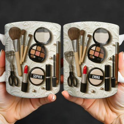 Specially Designed Makeup Lover's Mug With Lipstick And Brushes - Personalized Custom Coffee Mug - HOB006_MG