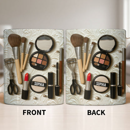 Specially Designed Makeup Lover's Mug With Lipstick And Brushes - Personalized Custom Coffee Mug - HOB006_MG