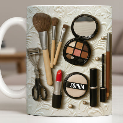 Specially Designed Makeup Lover's Mug With Lipstick And Brushes - Personalized Custom Coffee Mug - HOB006_MG