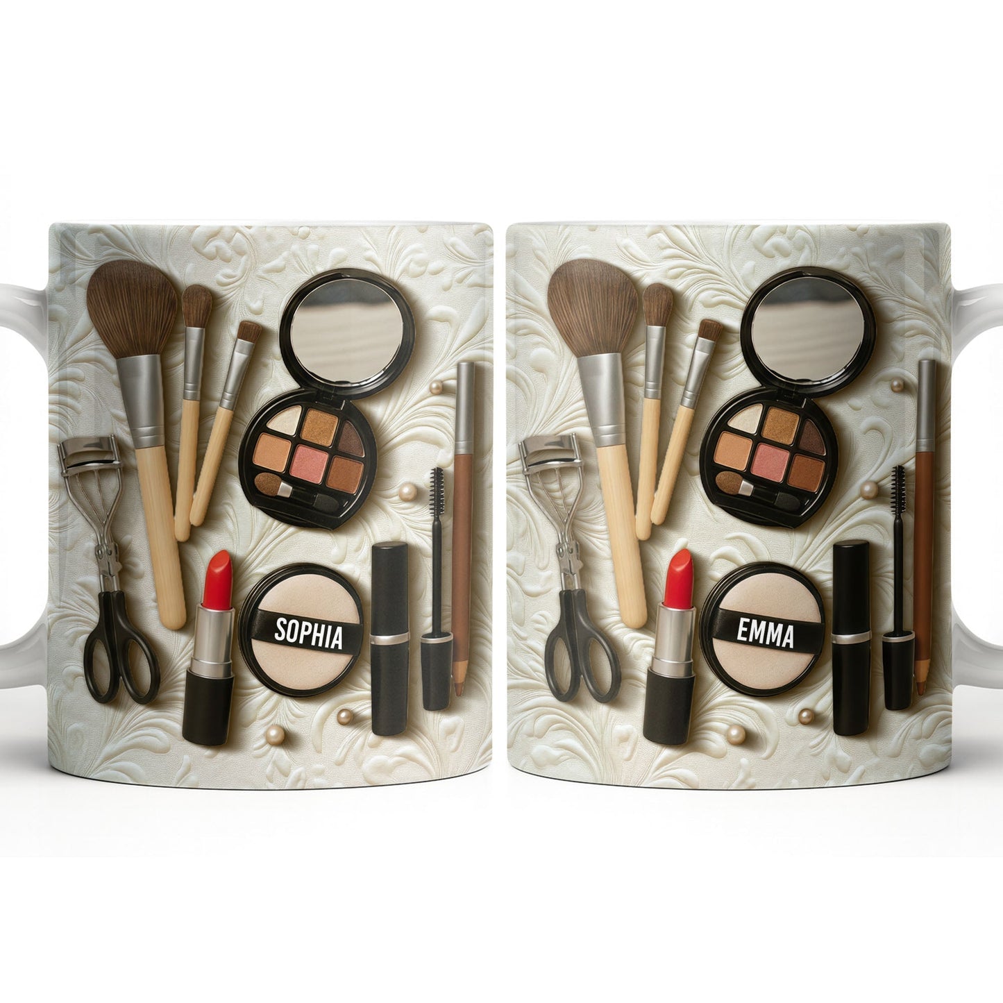 Specially Designed Makeup Lover's Mug With Lipstick And Brushes - Personalized Custom Coffee Mug - HOB006_MG