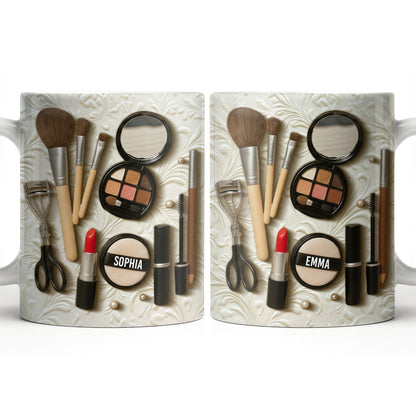 Specially Designed Makeup Lover's Mug With Lipstick And Brushes - Personalized Custom Coffee Mug - HOB006_MG