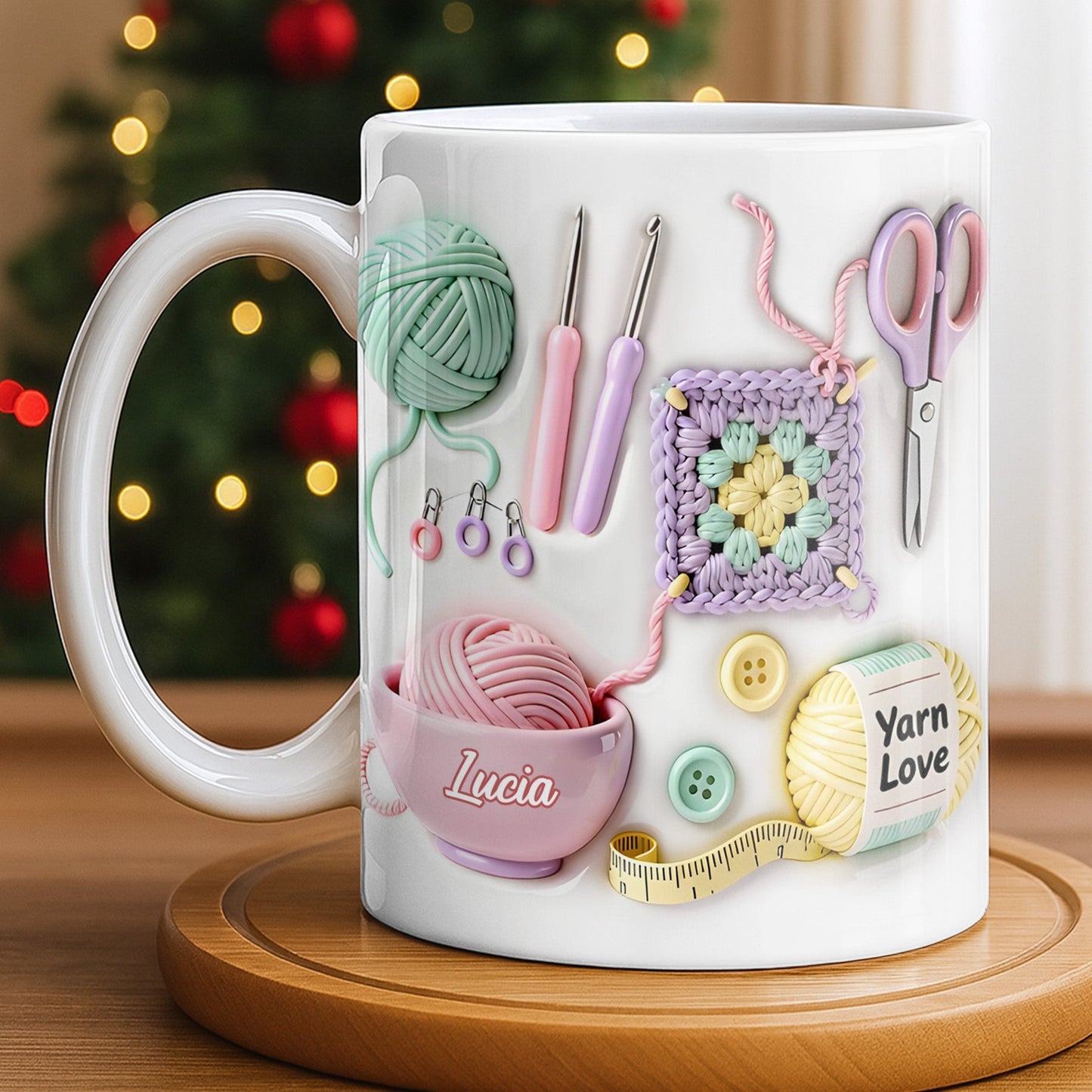 Celebrate Your Love For Crafting With Yarn And Needles - Personalized Custom Coffee Mug - HOB007_MG