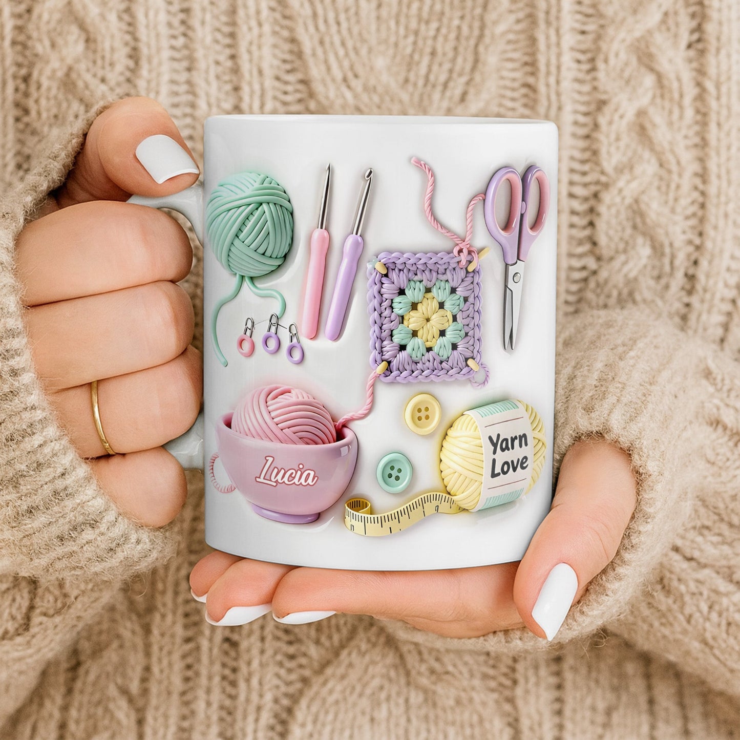 Celebrate Your Love For Crafting With Yarn And Needles - Personalized Custom Coffee Mug - HOB007_MG