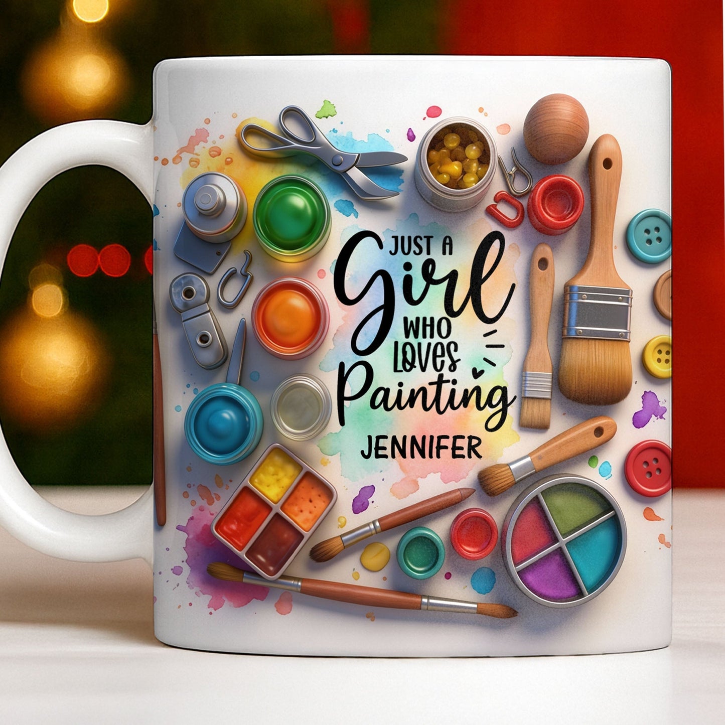 Just A Girl Who Loves Painting With Paints And Brushes - Personalized Custom Coffee Mug - HOB010_MG