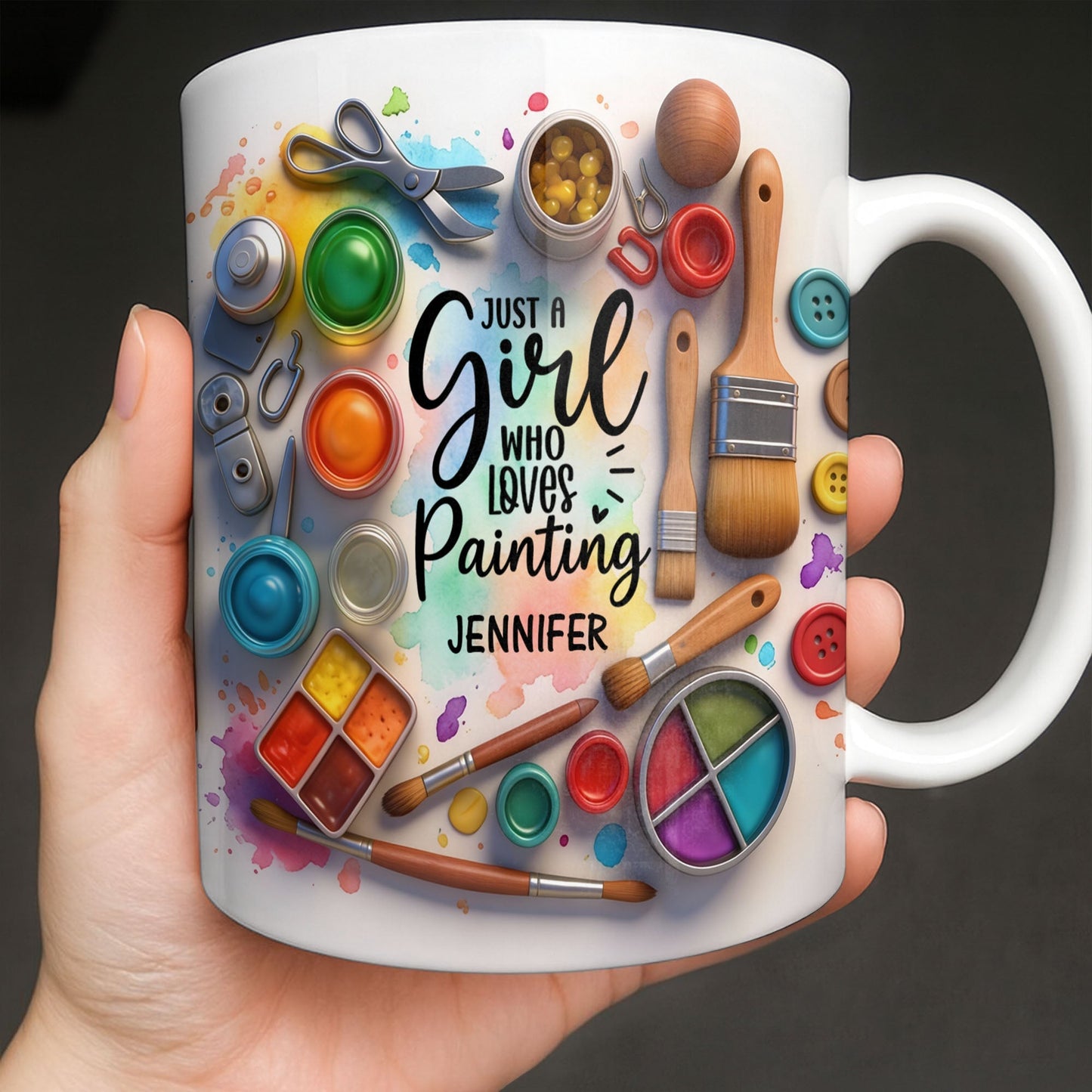 Just A Girl Who Loves Painting With Paints And Brushes - Personalized Custom Coffee Mug - HOB010_MG