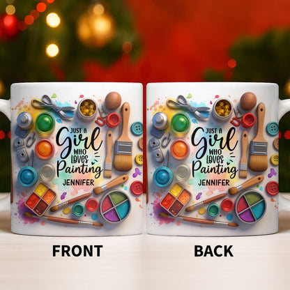Just A Girl Who Loves Painting With Paints And Brushes - Personalized Custom Coffee Mug - HOB010_MG