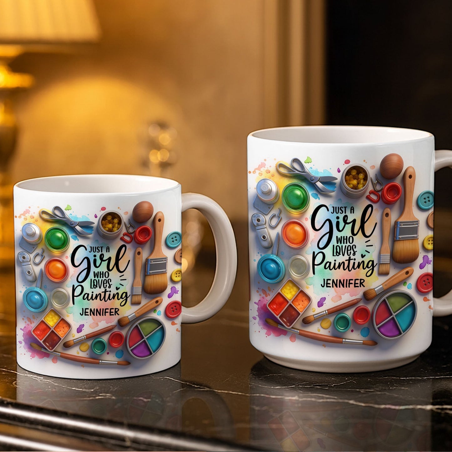 Just A Girl Who Loves Painting With Paints And Brushes - Personalized Custom Coffee Mug - HOB010_MG