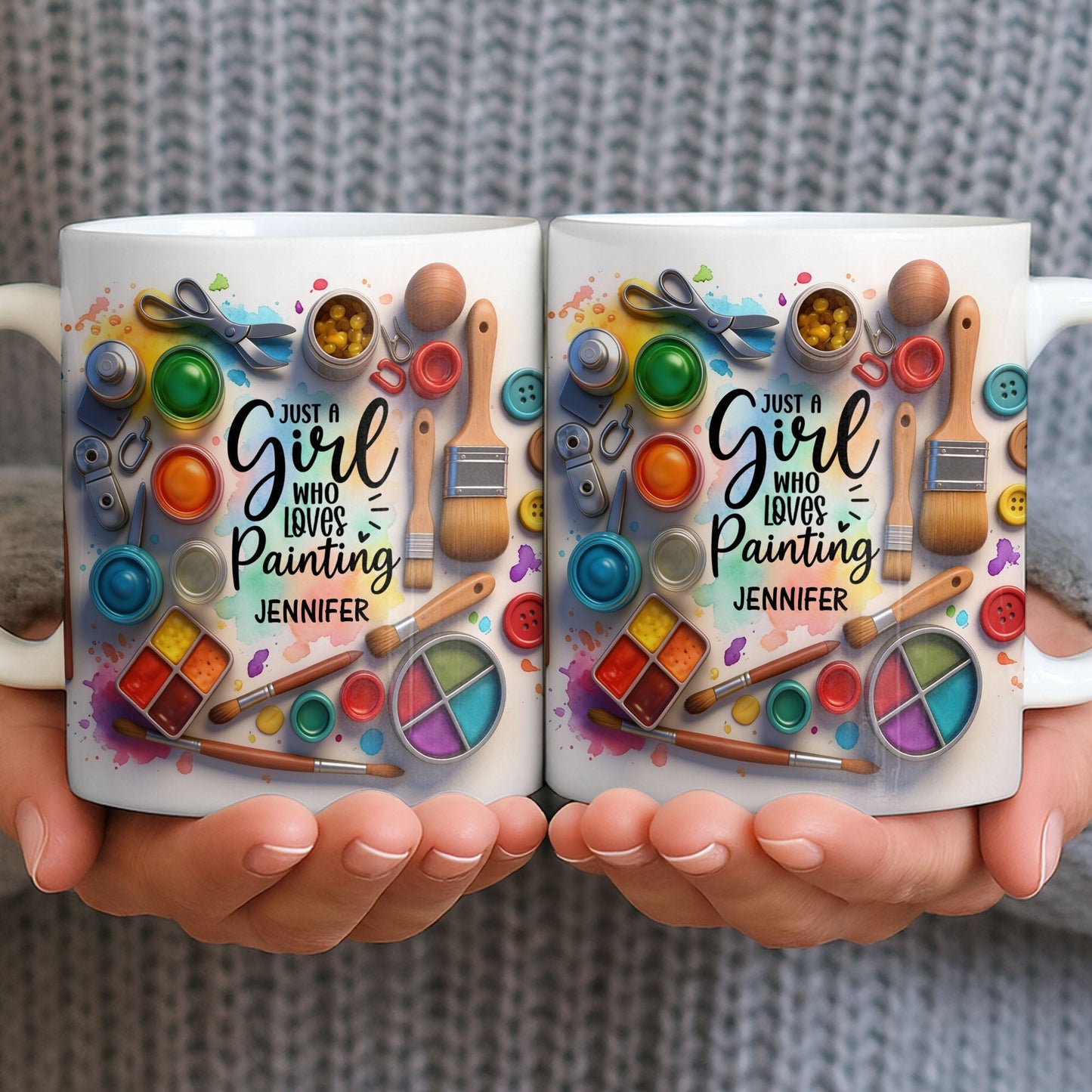 Just A Girl Who Loves Painting With Paints And Brushes - Personalized Custom Coffee Mug - HOB010_MG