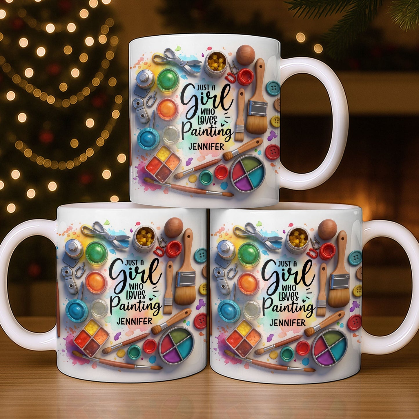 Just A Girl Who Loves Painting With Paints And Brushes - Personalized Custom Coffee Mug - HOB010_MG