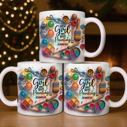 Just A Girl Who Loves Painting With Paints And Brushes - Personalized Custom Coffee Mug - HOB010_MG