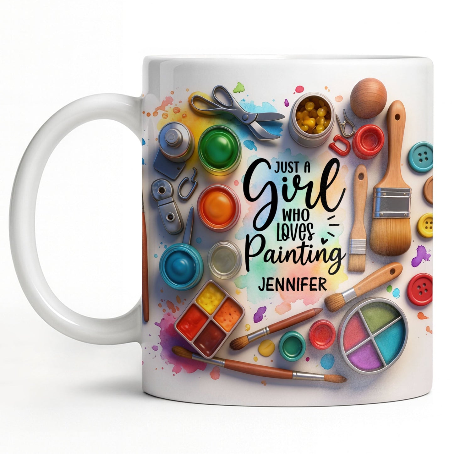 Just A Girl Who Loves Painting With Paints And Brushes - Personalized Custom Coffee Mug - HOB010_MG