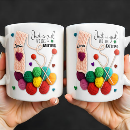 Just A Girl Who Loves Knitting - Personalized Custom Coffee Mug - HOB011_MG