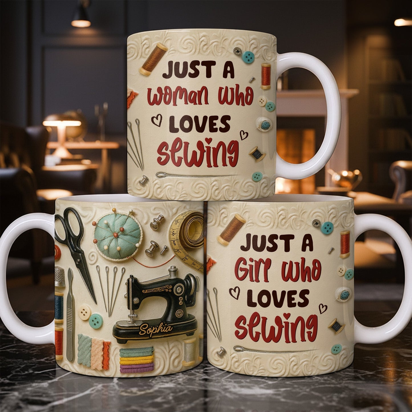 A Treasured Collection Of Sewing Essentials - Personalized Custom Coffee Mug - HOB013_MG