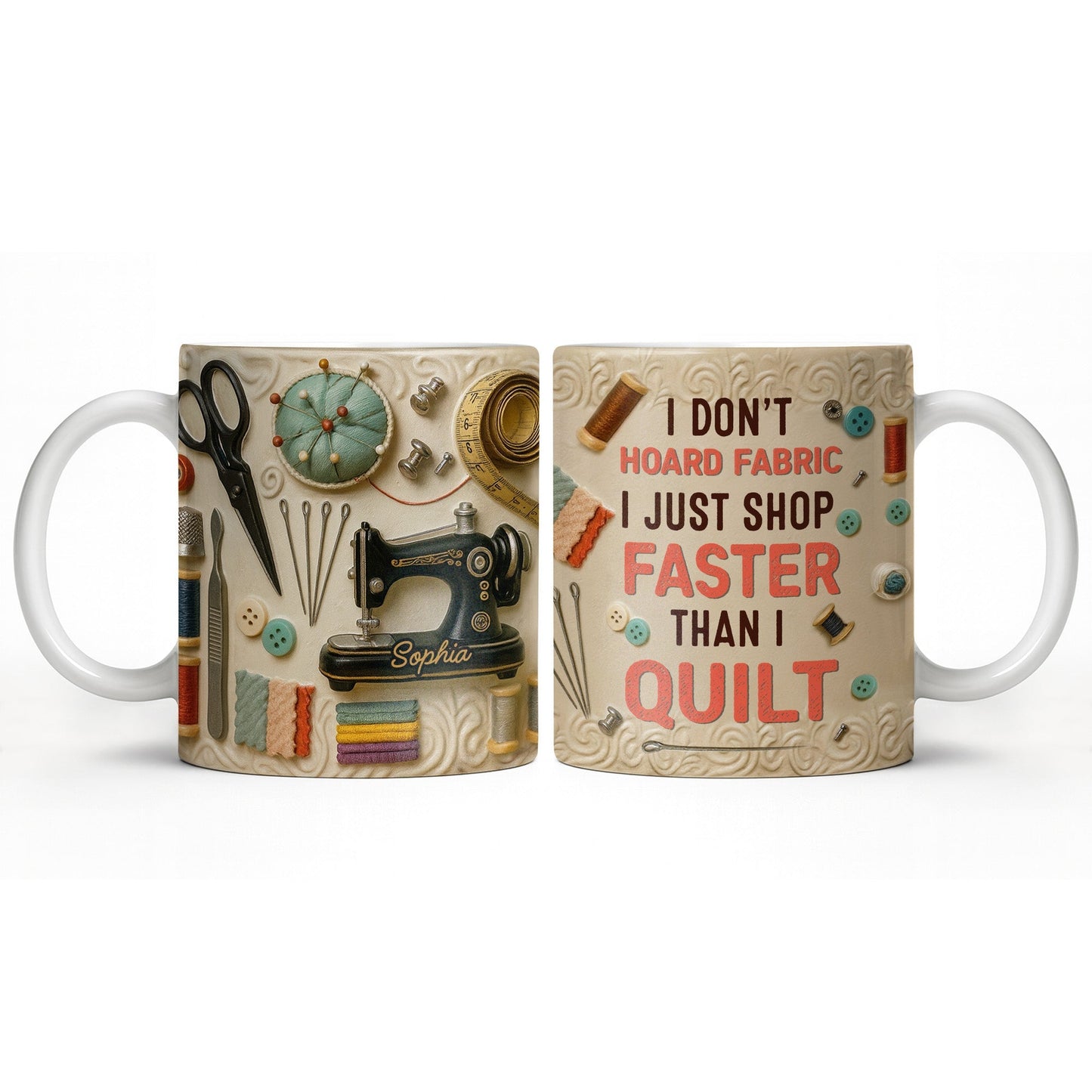 Craft Lover's Delight Sewing Machine And Tools Mug - Personalized Custom Coffee Mug - HOB014_MG