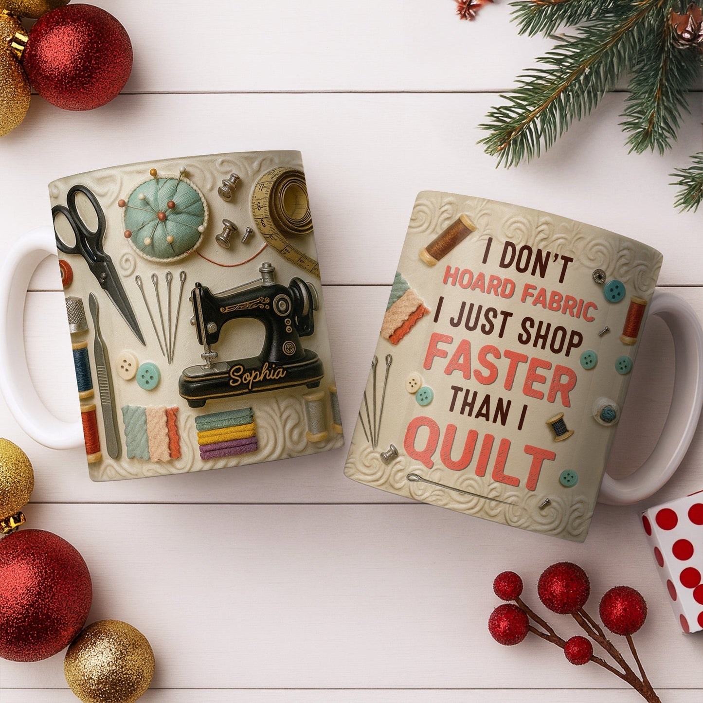 Craft Lover's Delight Sewing Machine And Tools Mug - Personalized Custom Coffee Mug - HOB014_MG
