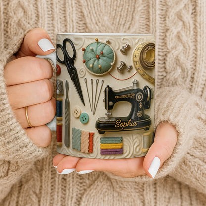 Craft Lover's Delight Sewing Machine And Tools Mug - Personalized Custom Coffee Mug - HOB014_MG