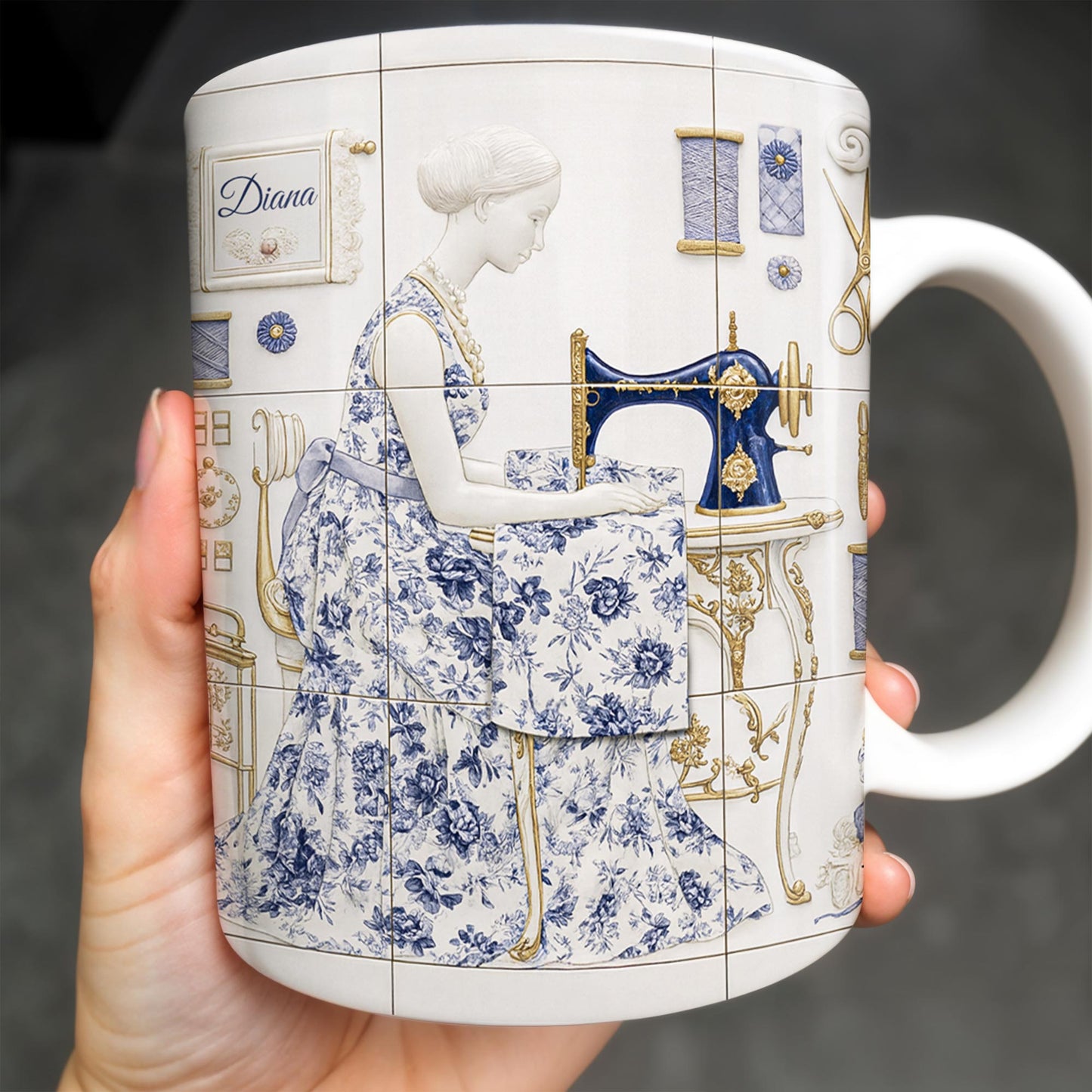 To My Princess In The Tower Inspired By Vintage Sewing Machine and Floral Dress - Personalized Custom Coffee Mug - HOB016_MG