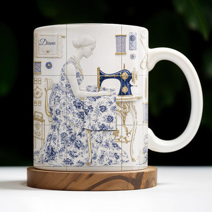 To My Princess In The Tower Inspired By Vintage Sewing Machine and Floral Dress - Personalized Custom Coffee Mug - HOB016_MG